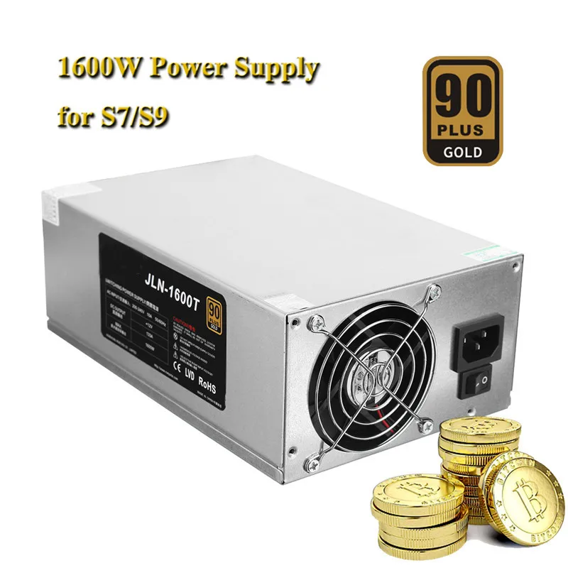 

PC Eth BTC MINE Power Supply 1600w 90Plus 6PIN 12V 133A Miner Power Supply Fan Set For S7 S9 BitCoin Mining Machine