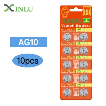 

10pcs/lot AG10 LR1130 389 LR54 SR54 SR1130W 189 L1130 button Cell Coin Battery for watch,10pcs AG10 XINLU battery