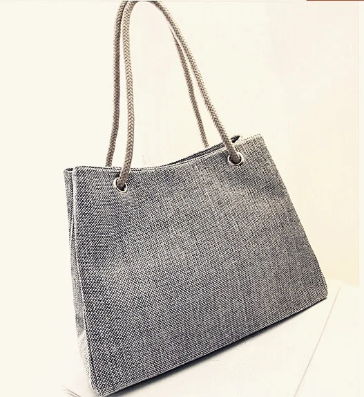 Fashion Women Linen Handbag Large Shopping Tote Holiday Big Basket Bags Summer Beach Bag Woven Beach Shoulder Bag JXY550 gray
