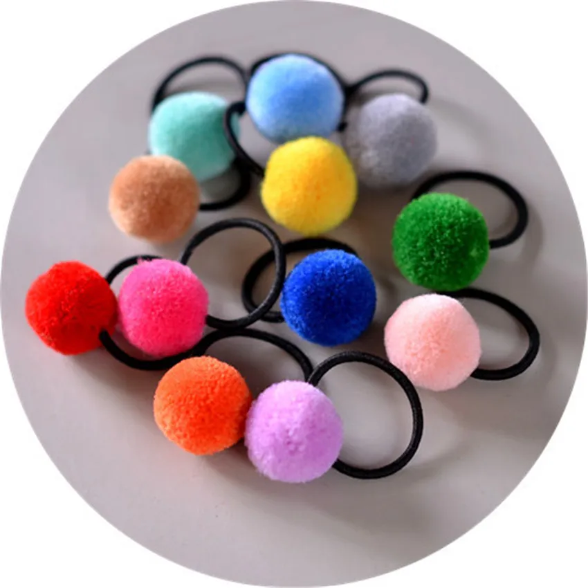 

5 PCS/Lot Cute Little Girls' Pompom Hair Ties Colorful Balls Hair Pins And Clips Kids Hair Clip/Ropes/Ring Hairpin Korean