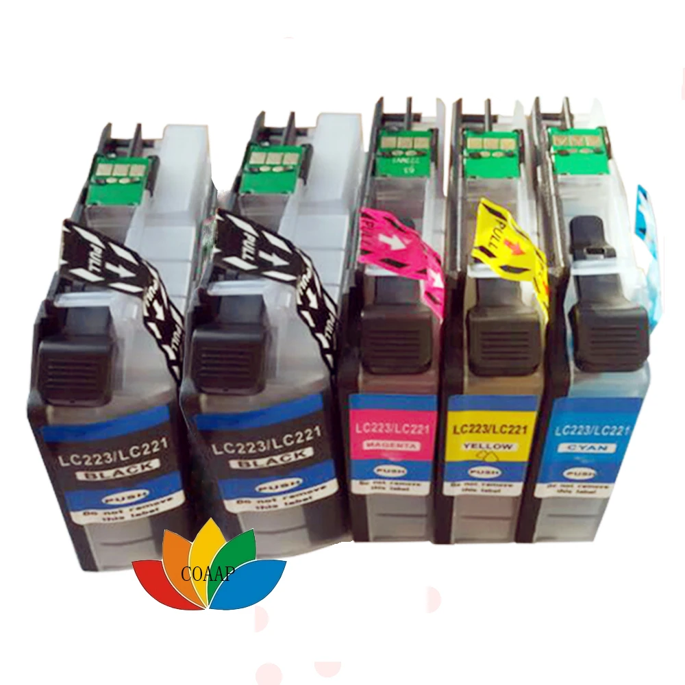 

5 Pcs Compatible LC223 Black Cyan Magenta Yellow , LC 223 ink cartridge for Brother DCP & MFC printers