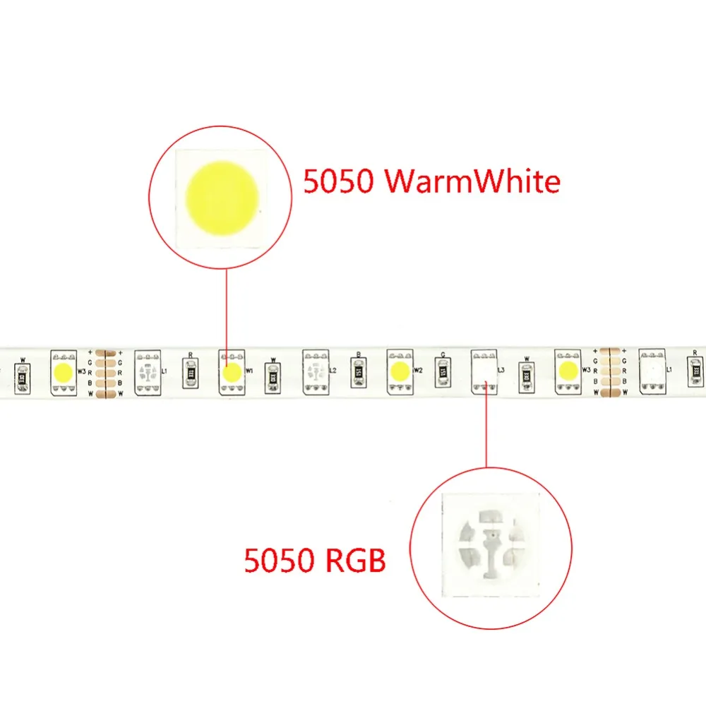 Комплект светодиодных лент-светильник RGBW(RGB+ теплый/холодный белый) Гибкая Водонепроницаемая лента 5 м DC12V+ пульт дистанционного управления 40 клавиш+ адаптер питания EU 5A