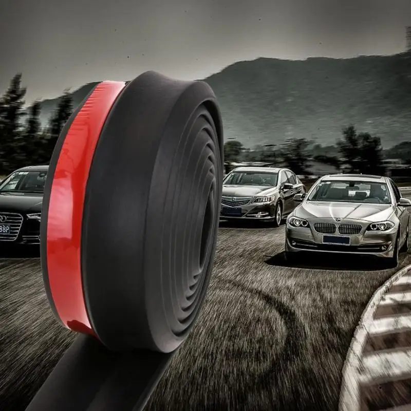 

2.5m/8.2ft Car Bumper Strip Carbon Fiber Moulding Rubber Bumper Strip Width Exterior Front Bumper Lip Car Door Sill Edge Sticker