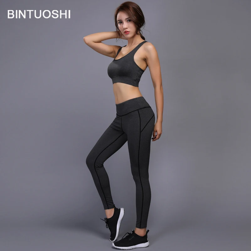 

Two Piece Yoga Set Sports Bra + Leggings GYM Sport Suit Women Running Fitness Training Workout Leginggs Breathable Quick Dry