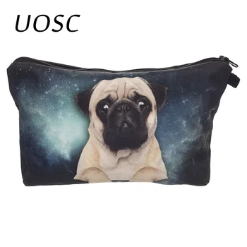 

UOSC Pug Dog 3D Printing Pencil Bags Cosmetic Organizer 2018 Fashion New Makeup Bag Trousse De Maquillage Necessaire Women Pouch