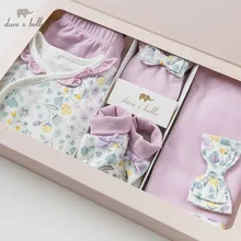 Dave bella/DBH10037, весенне-осенние комплекты одежды для новорожденных девочек, одежда для младенцев, хлопковые комплекты для малышей 0-9 месяцев