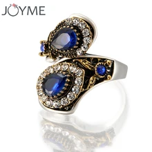 Антикварное богемное серебряное кольцо синего цвета с кристаллами, женское черное винтажное турецкое кольцо, аксессуаров, ювелирное уникальное кольцо на палец