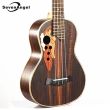 SevenAngel Brand 23 Inch Hawaiian Mini Guitar 4 Strings Ukelele Rosewood Body Grape Sound Hole Electric Ukulele with Pickup EQ
