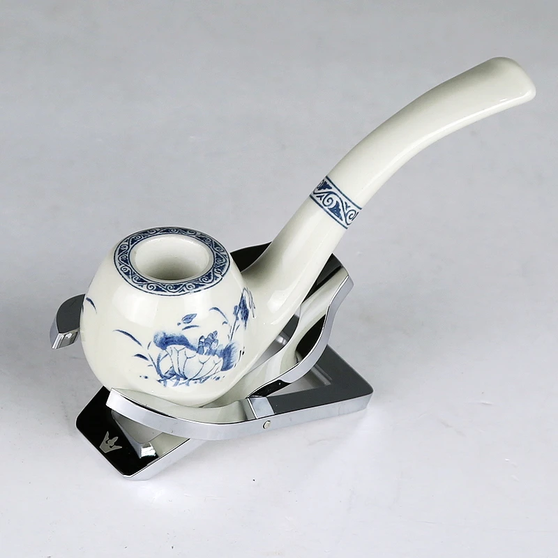 Blue and white porcelain handmade ceramic pipe tobacco smoking hookah