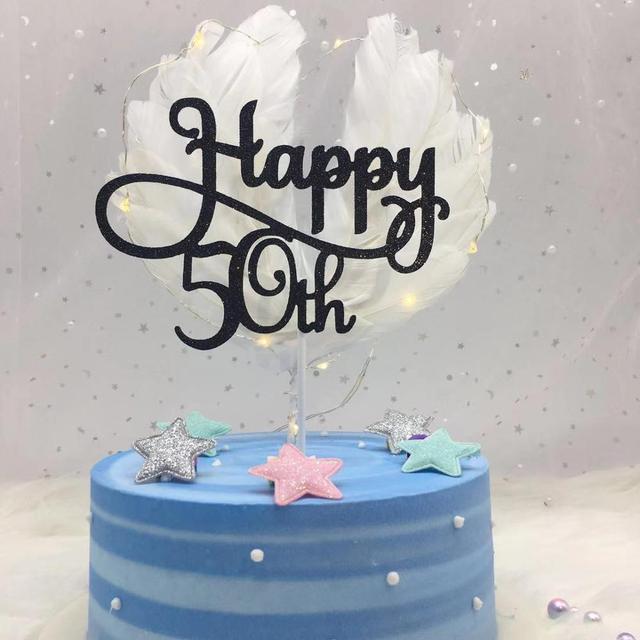 Advanced Glitter Happy 30 40 50 60th Cake Topper Fiftieth Birthday Party Decorations Cake Accessory Supplies