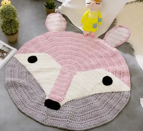 Ручной вязки коврики для животных лиса/кролик/медведь Шерстяное Одеяло детский коврик INS в скандинавском стиле - Цвет: fox
