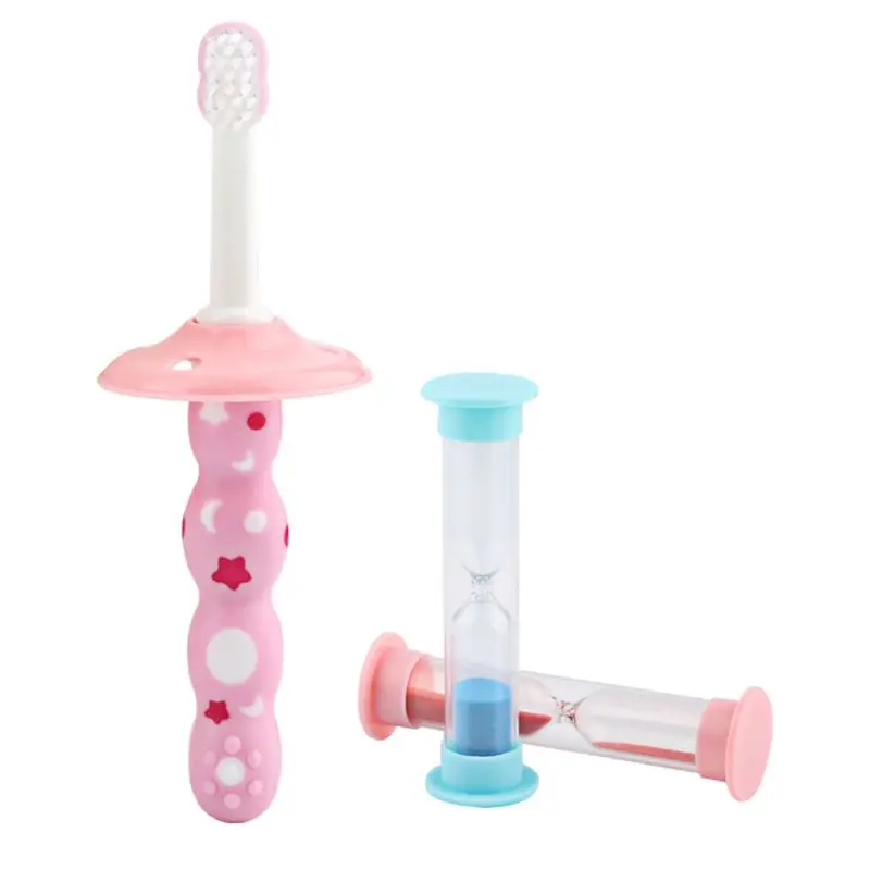 Детская зубная щетка из 2 предметов, мягкая меховая Защитная зубная щетка для детей с маленькой головкой, креативный дизайн, нескользящая