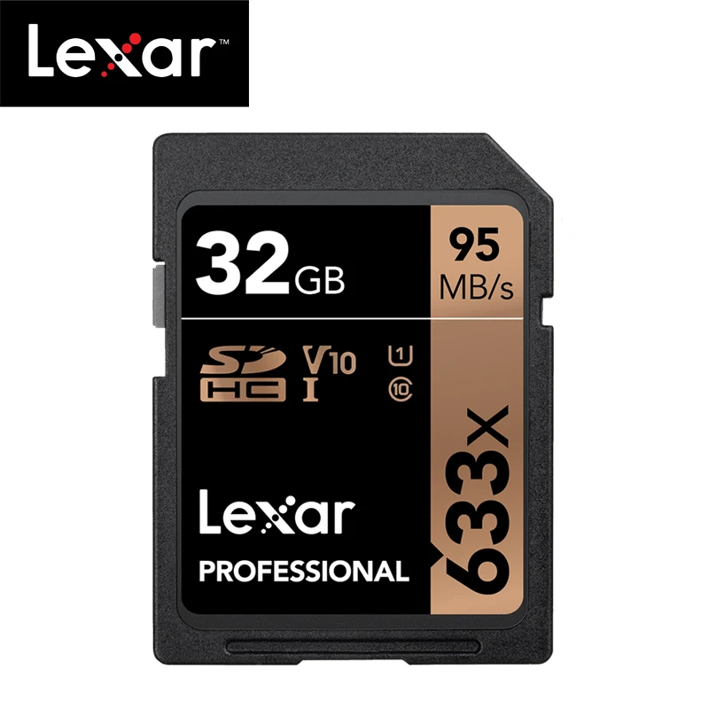 Lexar 633x32 ГБ, 64 ГБ, класс 10 SD карта SDHC/SDXC карты памяти SD карты 128 ГБ 512 г 95 МБ/с. для зеркальной однообъективной камеры/HD камера