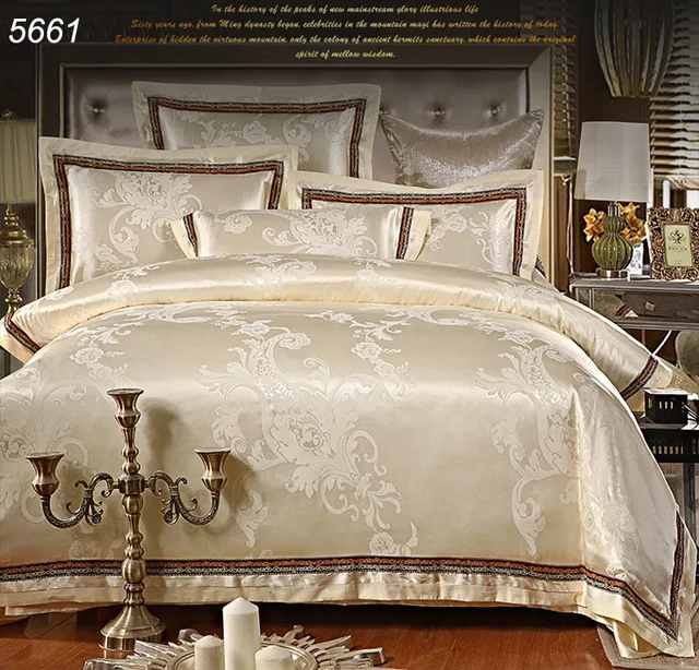 Milk White Beige Jacquard Silk Bedding Sets Queen Size Bed Covers Milk White Beige Jacquard Silk Bedding Sets Queen Size Bed Covers Luxury King Tencel Duvet Cover
