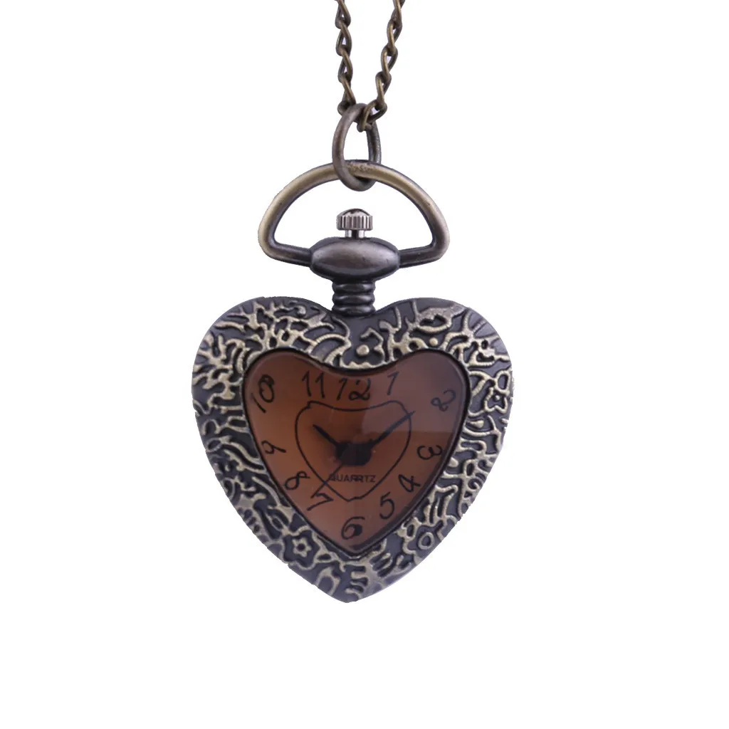 

Korean Version of The Small Brown Glass Spire Retro Tea Color Pocket Watch