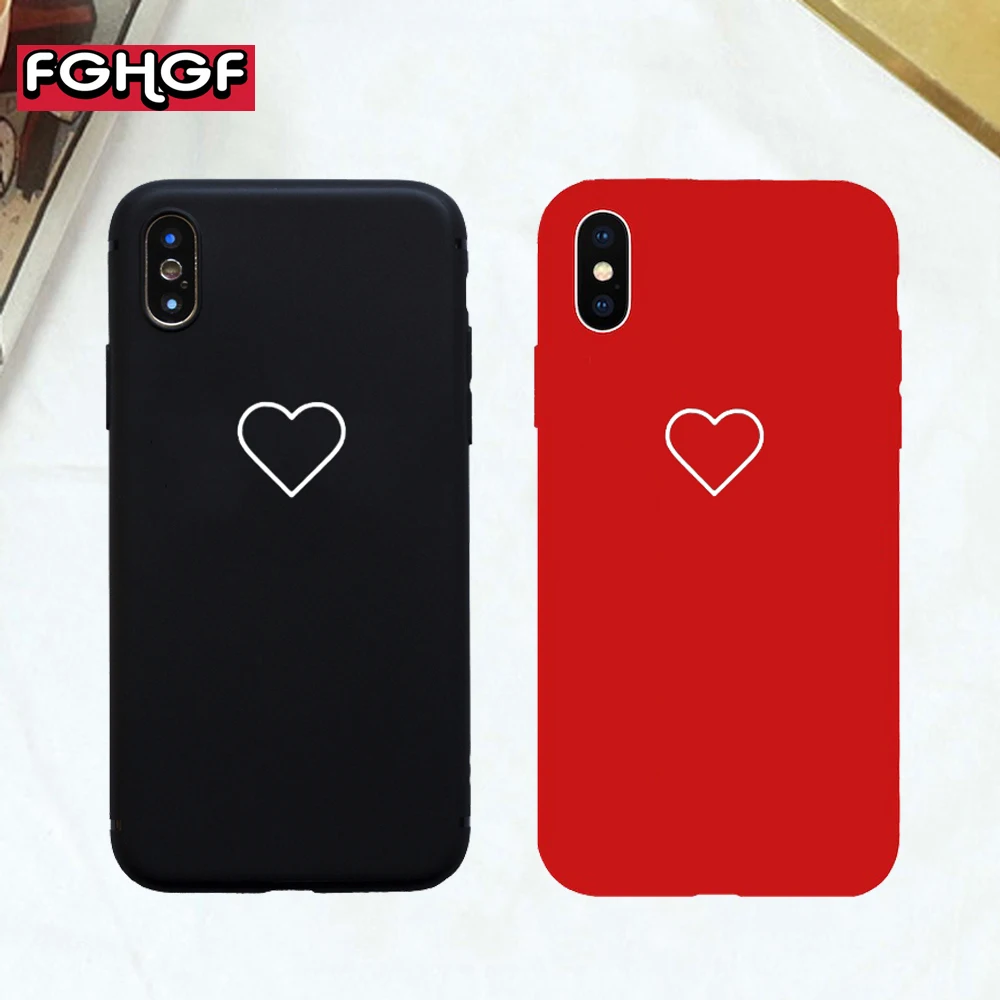 

Cute Loving Heart Lovers Phone Cases For iphone x Case Ultra Slim soft Matte Back Cover Fashion Cases For iphone 6 6s 7 8 Plus 5