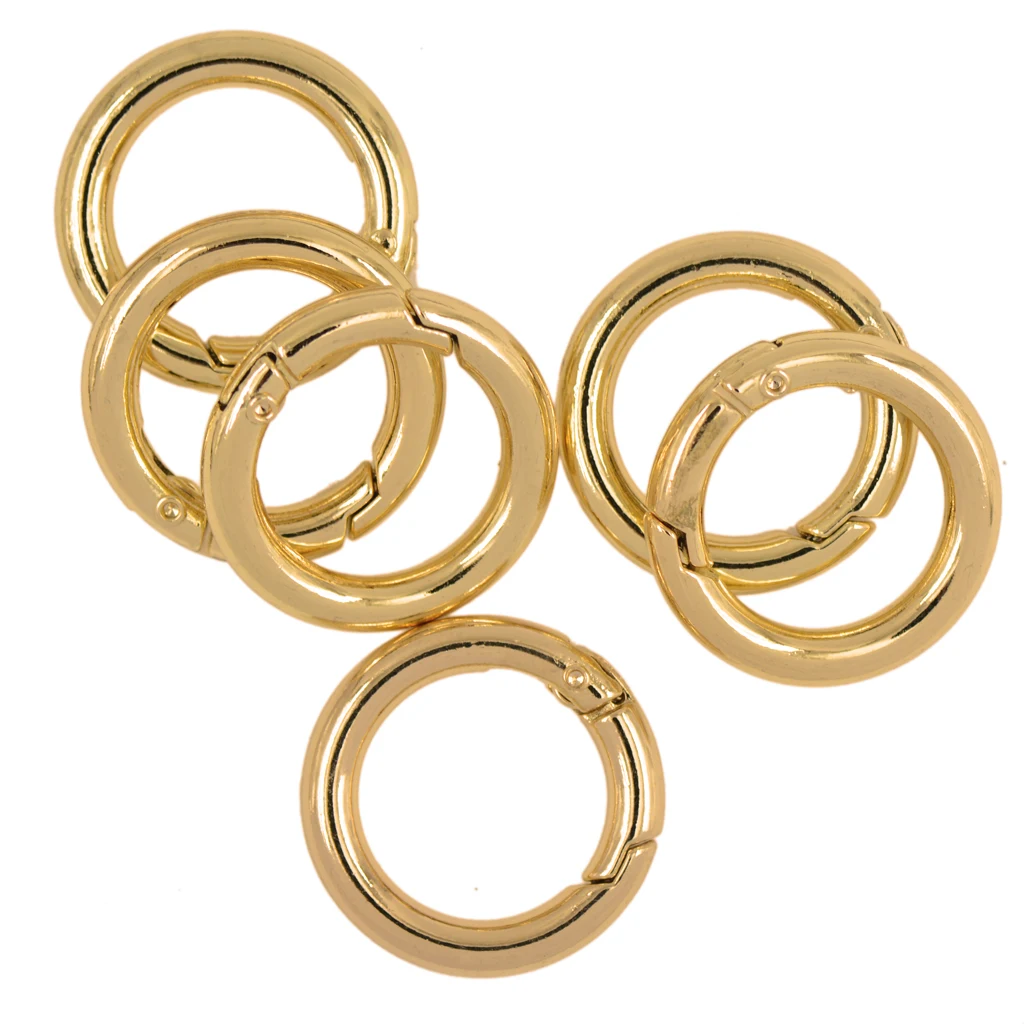 6Pcs Alloy Backpack Plated Alloy Round Spring Snap Hooks Clip Keychain Hanging Crafts Camping Handbag  Ring