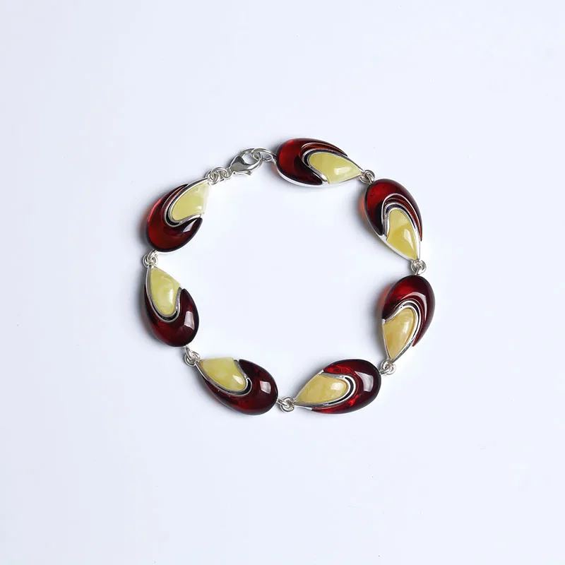 

JIUDUO 100% Beeswax Bracelet 925 Silver Mosaic Natural Flower Perfume Old Bee Amber Bead Fashion Korean Women's Bracelet