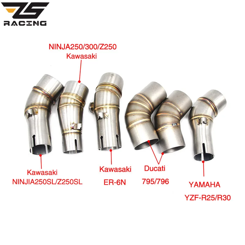 ZS гоночный мотоцикл Выхлопная средняя труба для Kawasaki ER6N ниндзя 250/300/Z250 250SL/Z250SL DUCATI