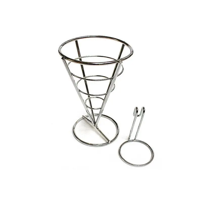 

Stainless steel French fries stand Egg bubble waffle display stand buffet cone snacks diaplay