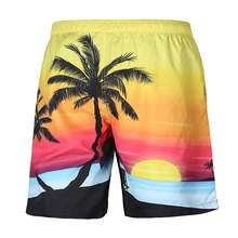 Unisex Meer Bademode Männer Boardshorts 3D Sonnenuntergang Sonnenaufgang Kokospalme Shorts Mann Bermuda Beach shorts