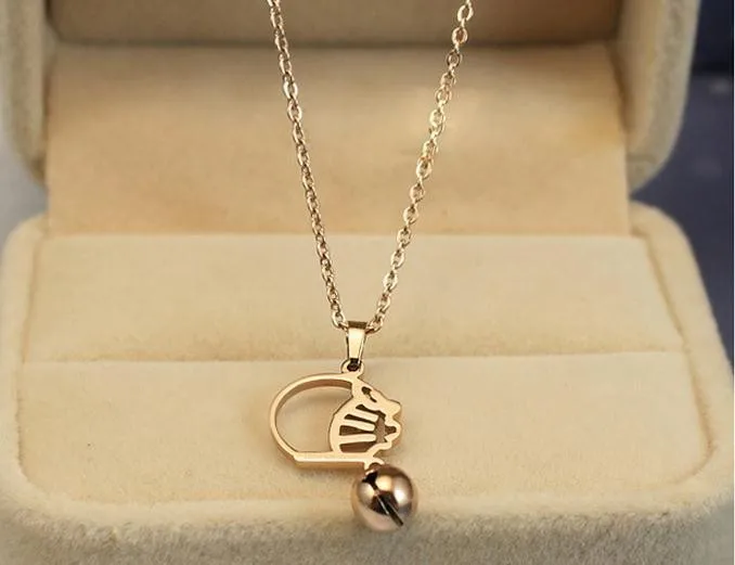 Doraemon Bell Kiss Pendant Necklace Woman Jewelry Titanium Steel Rose Gold Color New Arrival Present Free Shipping Not Fade Necklace Women Pendant Necklacewomen Jewelry Aliexpress
