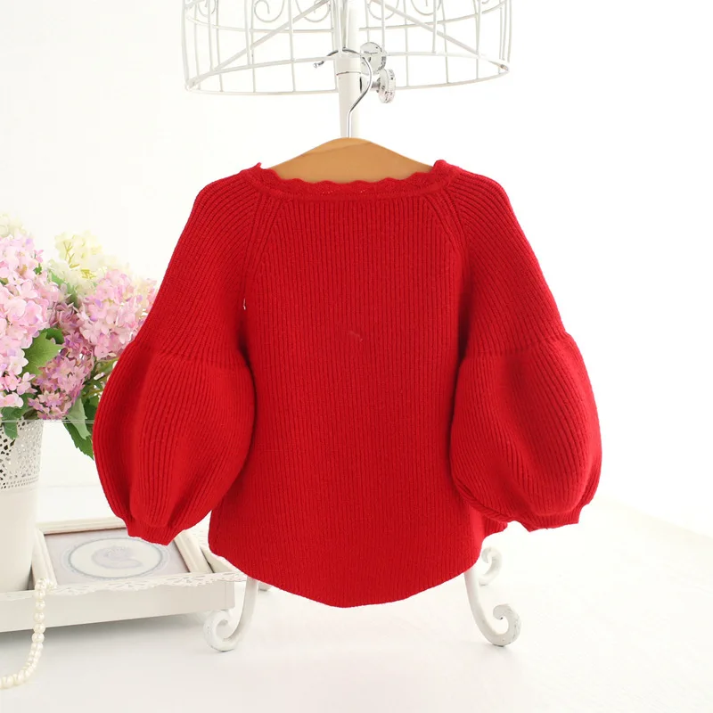 Baby Girl Sweater Children 2018 Spring Lantern Sleeve Bow Pearls Sequined Sweater Cardigan Jacket Cardigan For Girls Cardigan