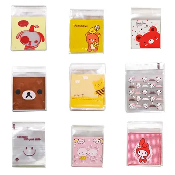 

10cm Cute Cartoon Gifts Wrapping Bags Cookie candies Packaging Self-adhesive Plastic Bags Wedding Favors Biscuits Package Bag