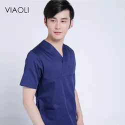 VIAOLI мужской доктор носить одежду операционной костюмы врача многоцветный мыть с коротким рукавом костюм чистки
