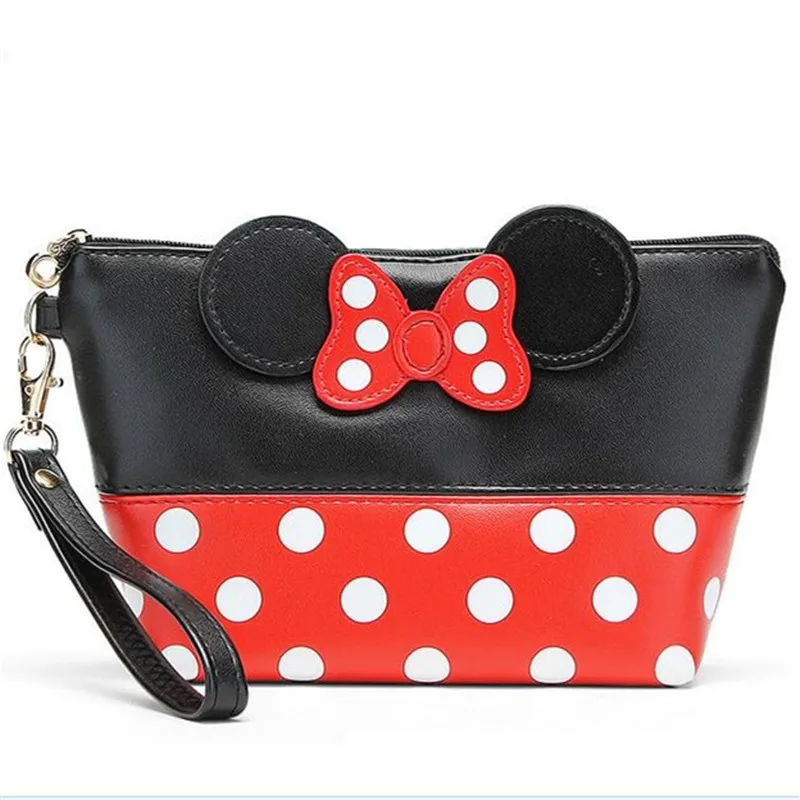 

lovely Mickey bow bag Red dot minnie clutches bag keys cell phone pocket animal printing cartoon characater style Patchwork bag