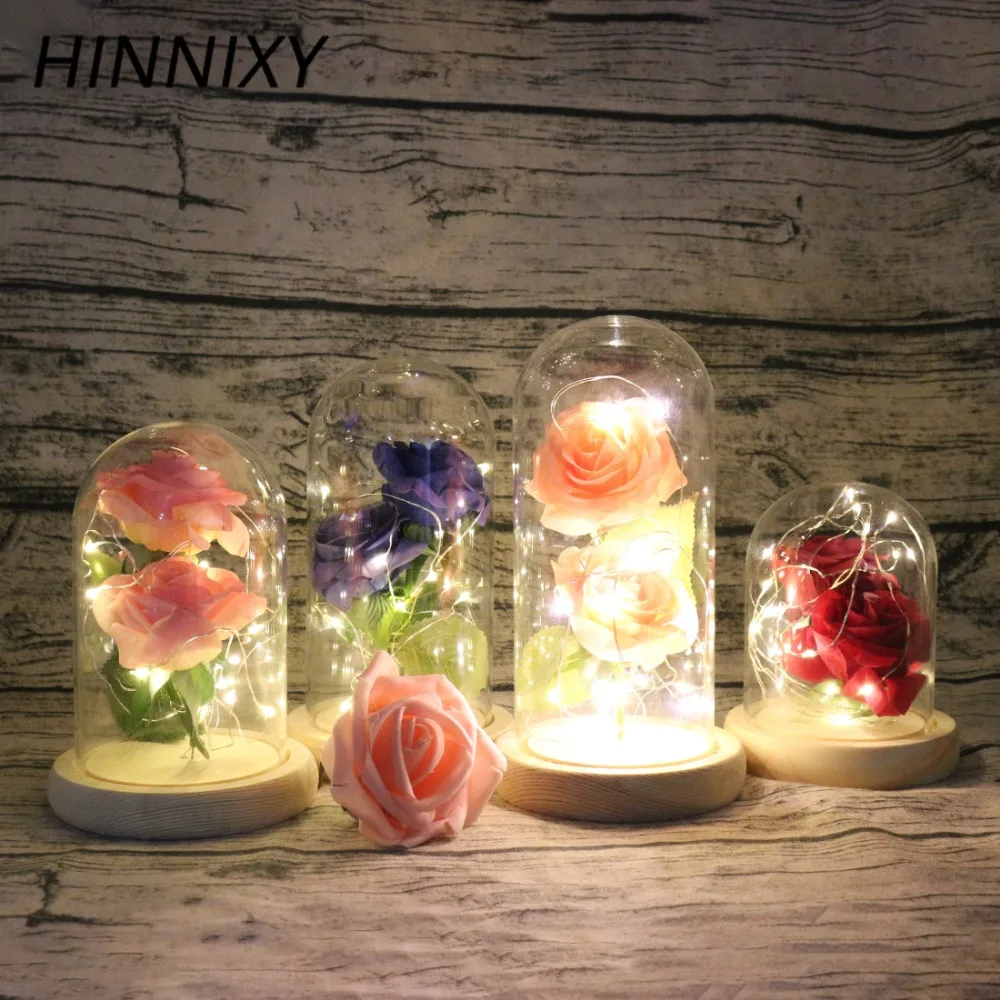 Hinnixy светодиодный 2 шт. розовый цветок струнный Ночной светильник DIY домашний Романтический декоративный светильник деревянная основа Настольный светильник подарок на день Святого Валентина