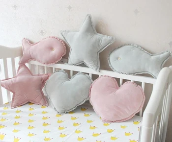 

Fleece Cushions Decorative Room Star Heart Fish Pillow Sofa Cushion Cute Baby Pillows Sleep Toys Stuffed Plush Girls Room Decor