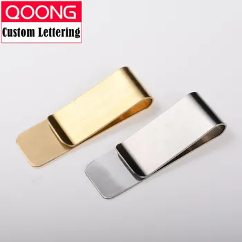 QOONG 2019 Stainless Steel Brass Men Money Clip Wallet Card Folder Holder Hollow Design Card ID Case Clip Wallets for Men Brands fashion stripes and color matching design money clip for men