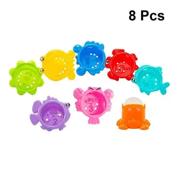 

8PCS Bath Toys Sea Animal Cute Educational Toys Stacker Toys for Baby Kids Toddlers