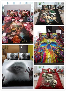 

3D Digital Printing skull Duvet Cover Sets Digital Printing Radial Skull 100% Microfiber