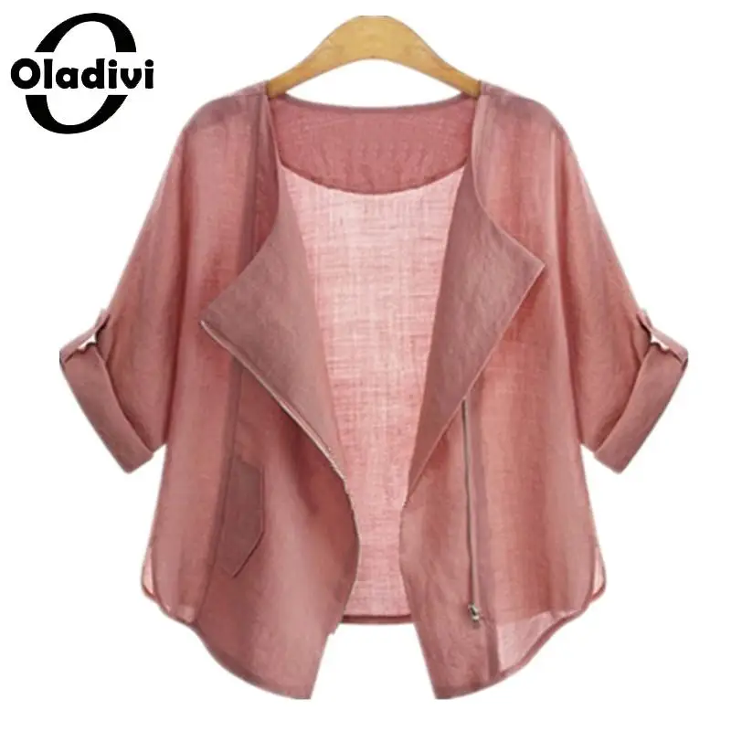 

Oladivi 2019 Summer Fashion Plus Size Clothing Cardigans Casual Female Blouses and Shirts for Women Sun Protection Kimono Tops