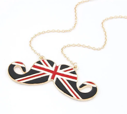 Free shipping colar de barba fashion dressed UK flag pattern necklace hot sale 2014 summer beard pendant &amp for women | Украшения и
