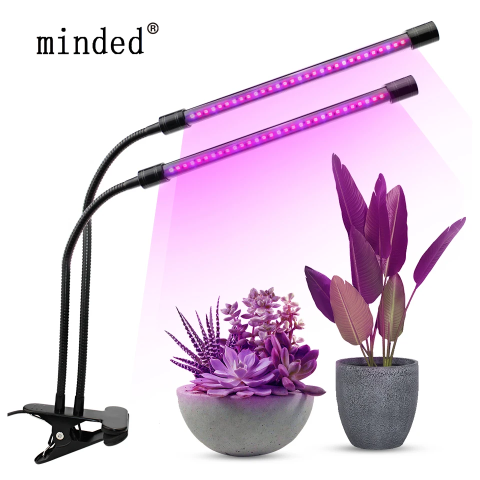 Dimmable LED Grow Light 20W Dual Head Led Plant Grow Light Lamp 60LEDs Red Blue Growing Lamps
