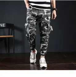 Мужские Брендовые брюки-карго Мода Тактический брюк хип-хоп Повседневное хлопок Мульти Карманы карандаш брюки уличная военные бегунов