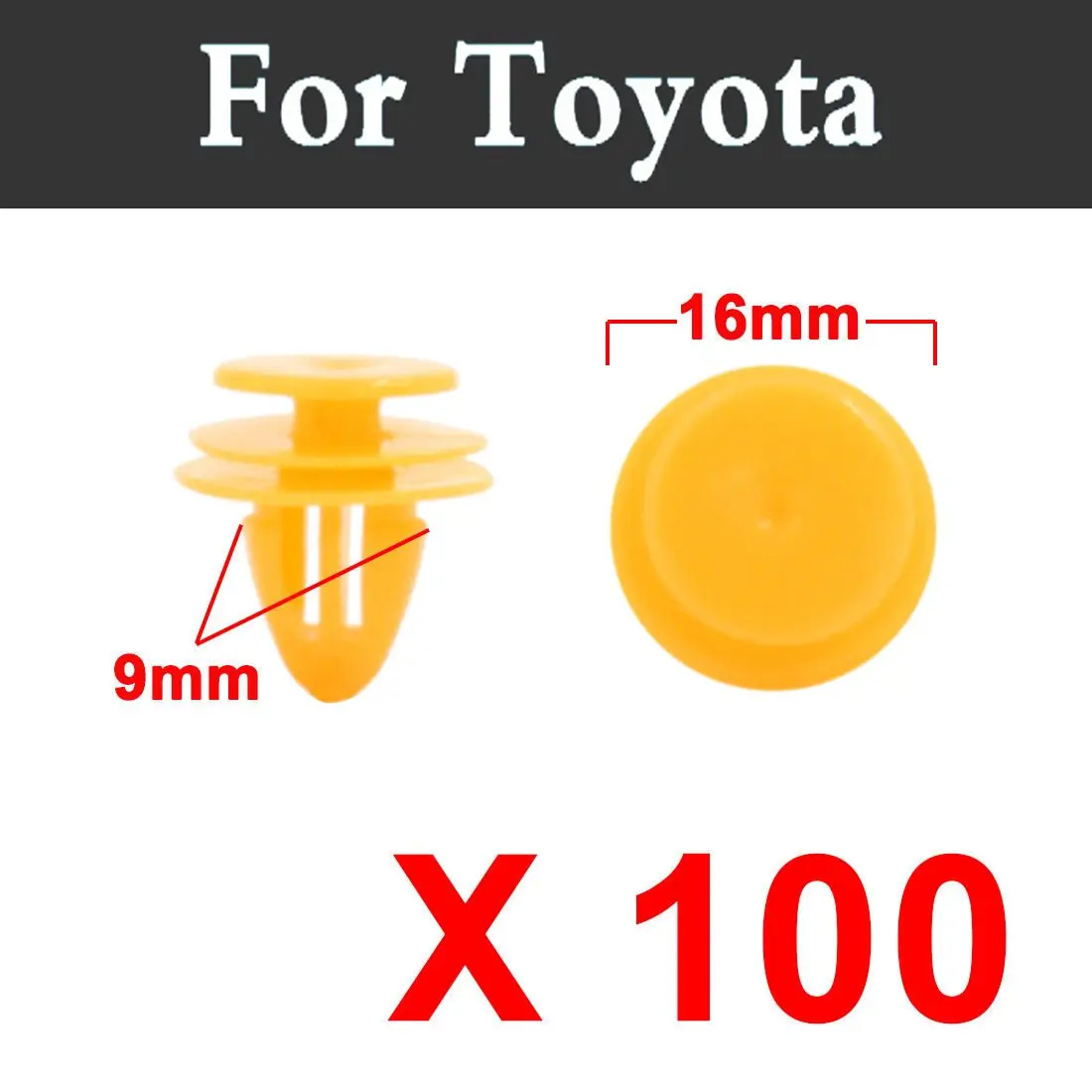 100pcs 16mm Yellow Car Styling Door Trim Panel Nylon Rivet Fastener