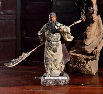 

A set of five china porcelain pottery three kingdoms top five generals statue