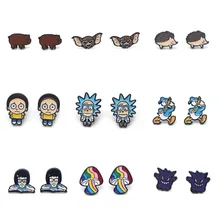 V143 1 Pair Rick and Morty Cute Ear Stud Earring for women Cartoon Studs Fashion Jewelry Prevent allergy Kids Gifts