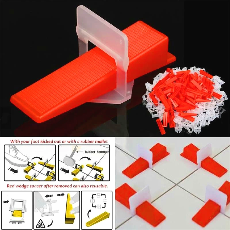 300pcs Plastic Ceramic Tile Leveling System 200 Clips+100 Wedges Tiling Flooring Tools Wedges Clips free shipping