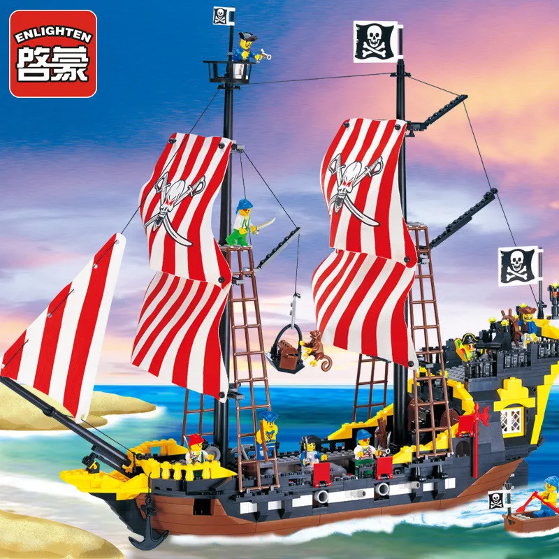 

Enlighten 308 Pirates of Caribbean Ship Black Pearl Model Building Block Bricks legoINGlys Ship Set Toys for Kids
