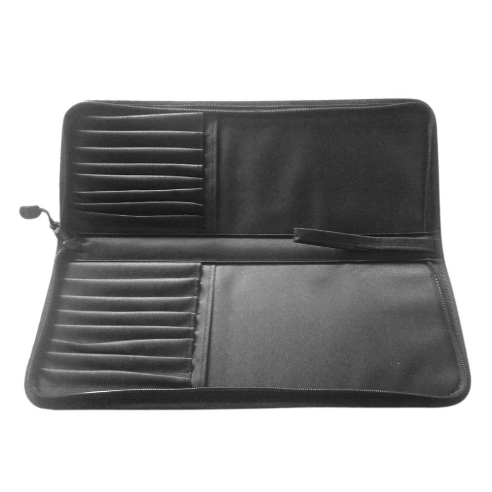 

16 Holes Oxford Cloth Zipper Closure Storage Bag With Handle Wear Resistant Pen Holder Portable Paint Brush Organizer