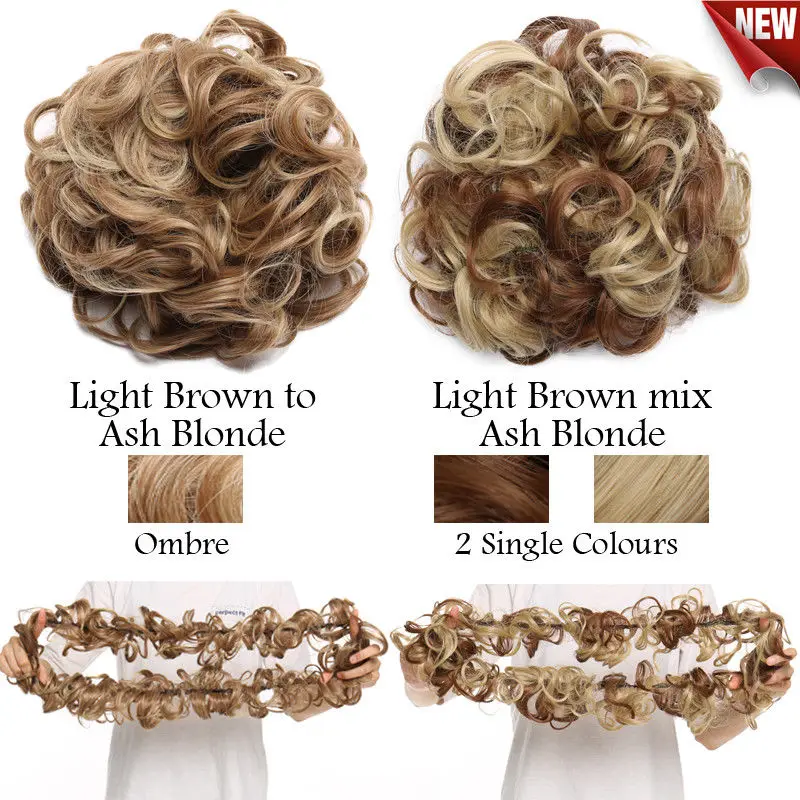 S-noilite 14 colori sintetici disordinati Chignon capelli elastico posticci capelli panino Updo estensione dei capelli Scrunchie ricci Chignon 85g - immagine 4