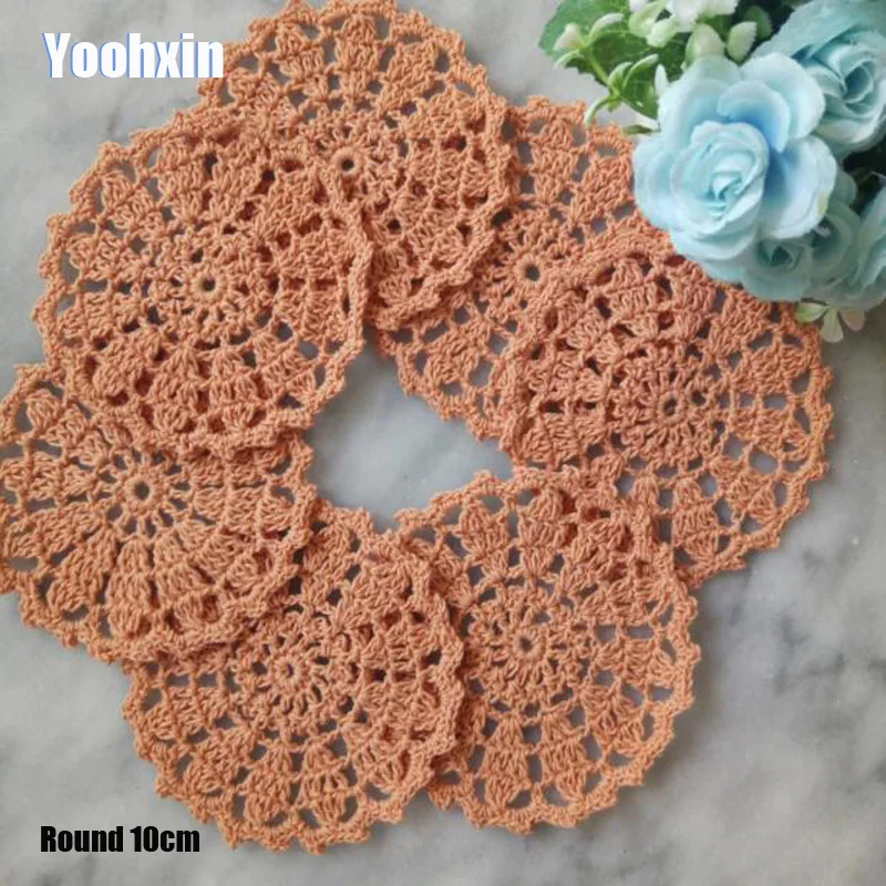 

HOT Round Handmade Lace cotton table place mat tea pad Cloth crochet placemat cup mug tablecloth coaster dining doily kitchen