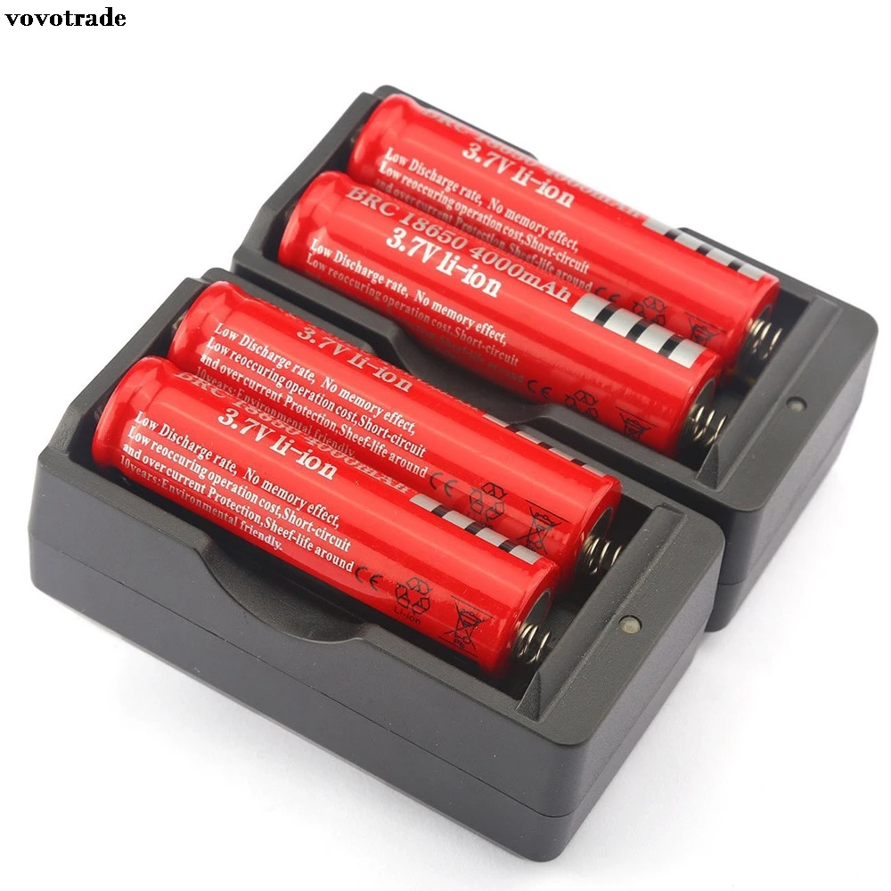 Vovotrade Battery Charger with 3.7V 4000mAh 18650 Li ion Rechargeable
