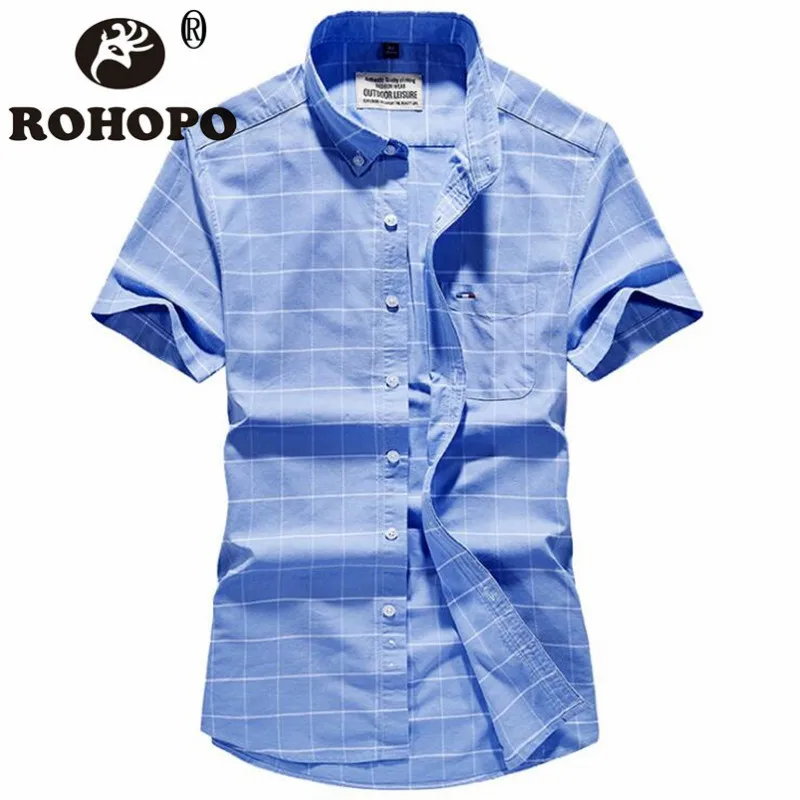 

Short Sleeve Shirt Men 2019 Casual Plaid Fit Male Shirts Summer Cotton Breathable Brand Man Shirts Male Top Nature Cotton Shirts