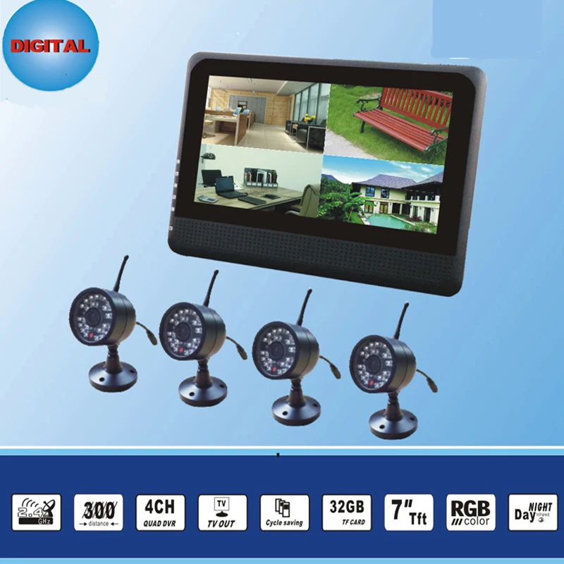  (1 set)4Ch 2.4Ghz Wireless Digital Waterproof Camera 7